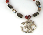 Smoky Quartz Carnelian Ohm Necklace