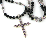Black Onyx and Amethyst Cross Necklace